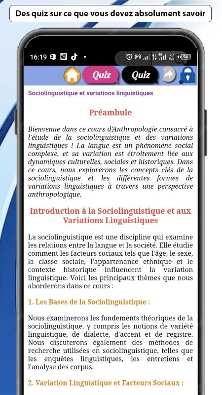 Anthropology course screenshot